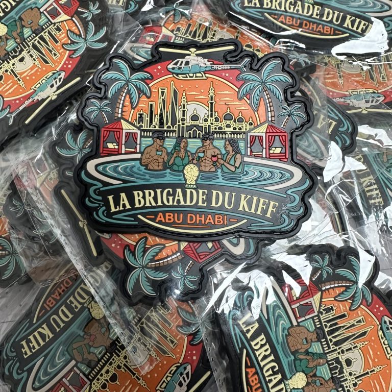 Custom PVC rubber patches in full colour with raised 3D detail