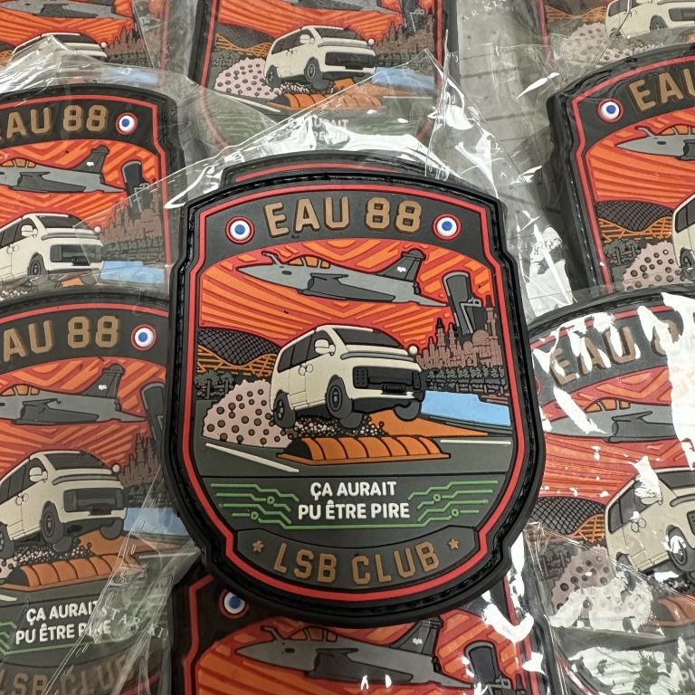 Custom PVC squadron patches with vehicle artwork