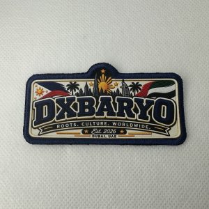 Custom printed patch with Dubai skyline, UAE and Philippine flag artwork